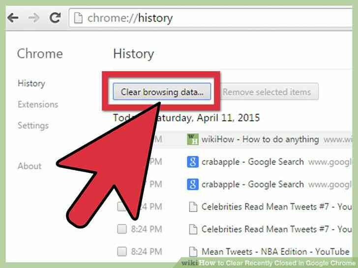 Image intitulée Clair Récemment Fermé dans Google Chrome Étape 11